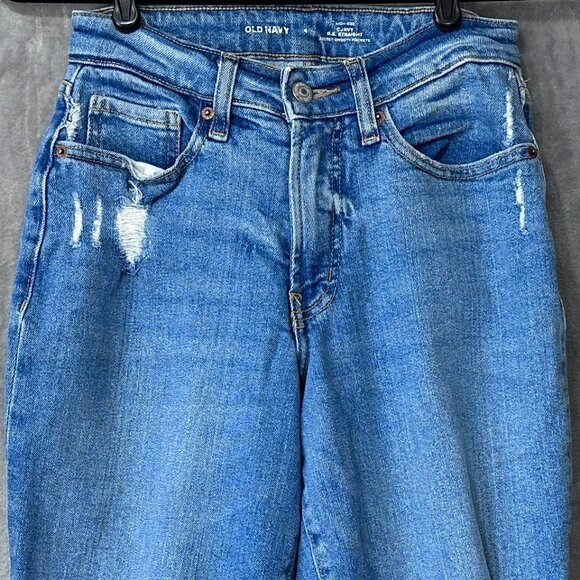 Old Navy High-Rise Curvy O.G. Straight Jeans Size 4 Medium Wash - Picture 2 of 11